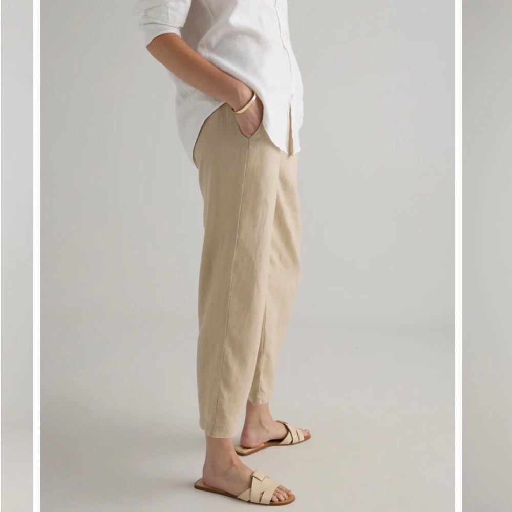 Quince 100% European Linen Cropped Pants Driftwood Size XL NWT - Picture 3 of 11